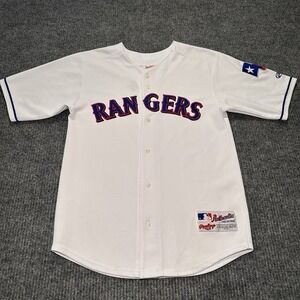 TEXAS RANGERS Rawlings AUTHENTIC White Blank Jersey Youth‎ Sz 14/16 MLB